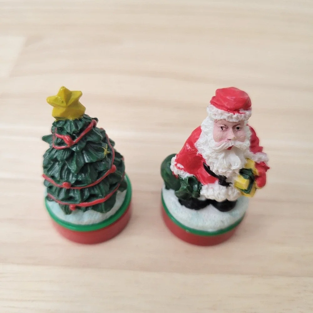 Mystic Industries Christmas Figurines Santa Claus &Tree Miniatures Holiday Decor